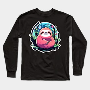 Sloth Illustration Long Sleeve T-Shirt